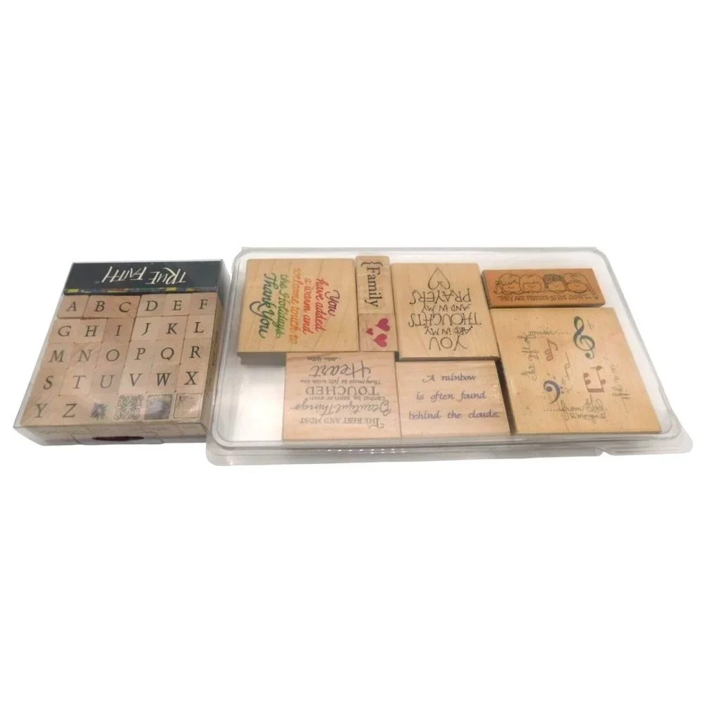 Scrapbook Rubber Stamps Lot Alphabet Inspirational Messages Faith Stampendous